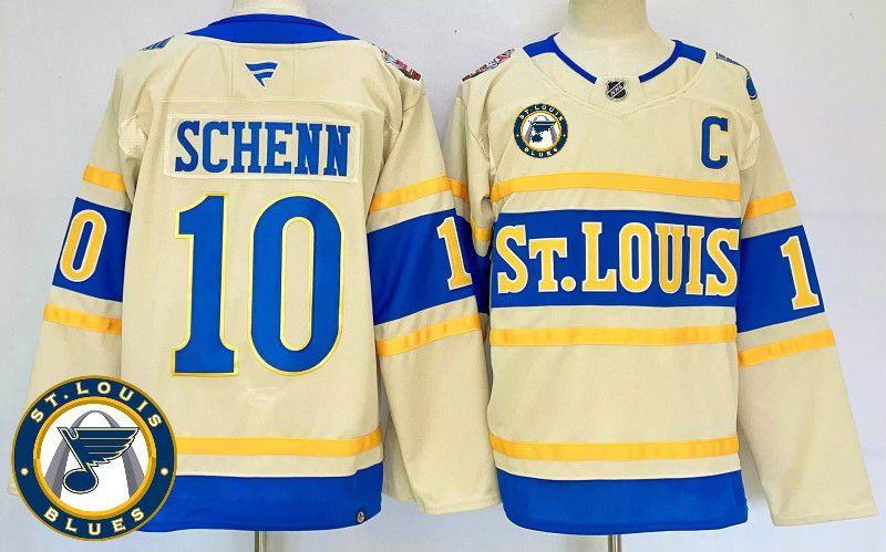 Men St.Louis Blues #10 Schenn Cream Fanatics 2025 NHL Jersey style 4